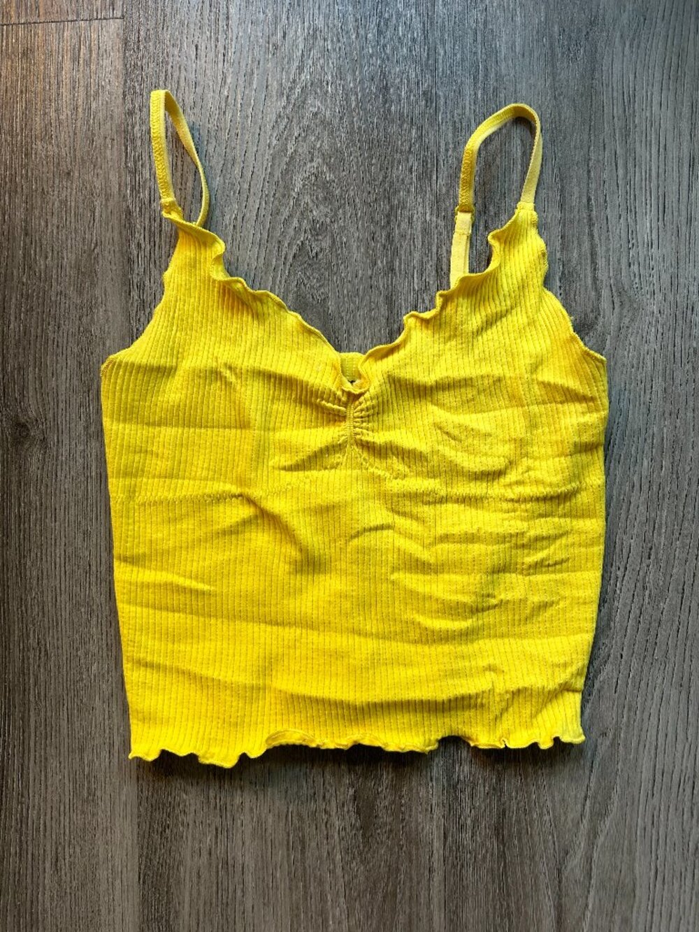 Urban Outfitters Yellow Cami Tank Top w/ ruffle edge